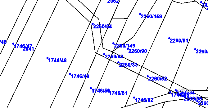Parcela st. 2260/53 v KÚ Telč, Katastrální mapa