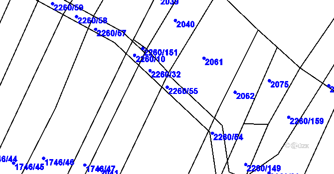 Parcela st. 2260/55 v KÚ Telč, Katastrální mapa