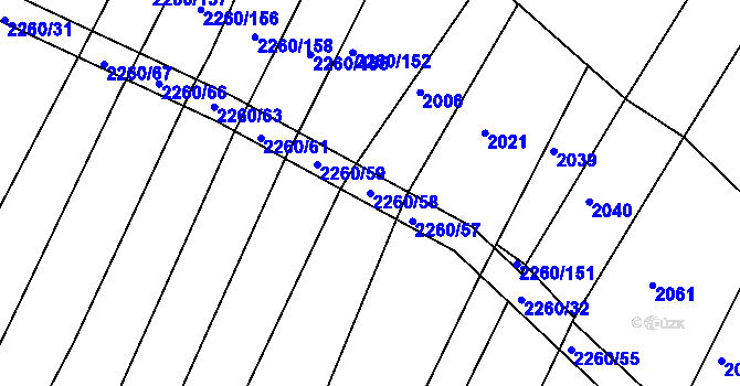 Parcela st. 2260/58 v KÚ Telč, Katastrální mapa