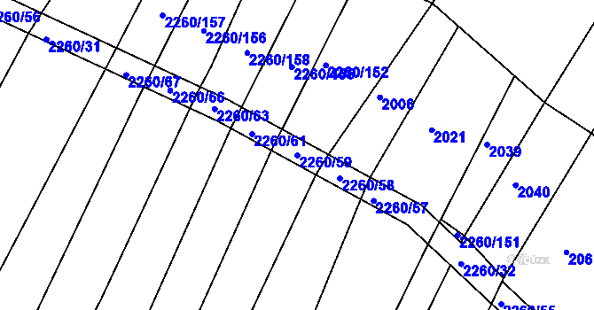Parcela st. 2260/59 v KÚ Telč, Katastrální mapa