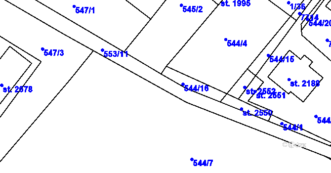 Parcela st. 553/9 v KÚ Telč, Katastrální mapa