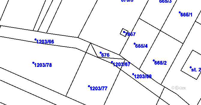 Parcela st. 676 v KÚ Telč, Katastrální mapa