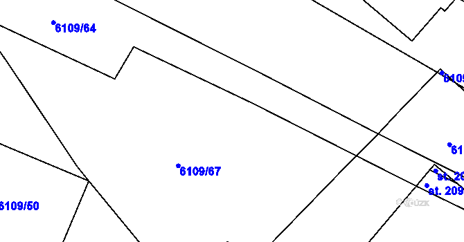 Parcela st. 6109/57 v KÚ Telč, Katastrální mapa