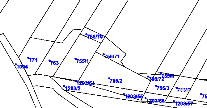Parcela st. 756/71 v KÚ Telč, Katastrální mapa