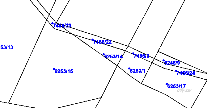 Parcela st. 6253/14 v KÚ Telč, Katastrální mapa
