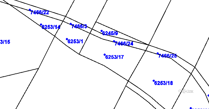 Parcela st. 6253/17 v KÚ Telč, Katastrální mapa