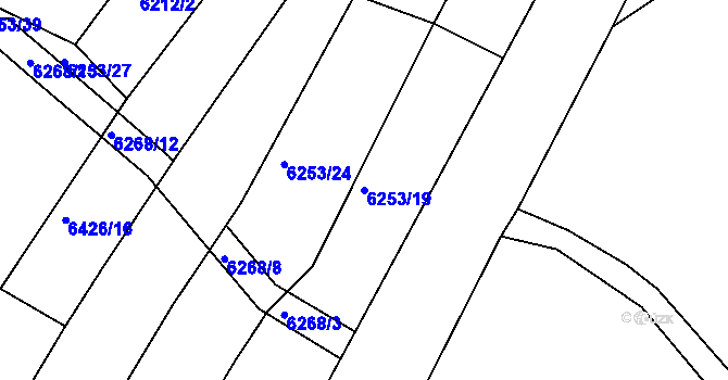 Parcela st. 6253/19 v KÚ Telč, Katastrální mapa