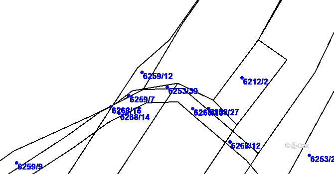 Parcela st. 6253/39 v KÚ Telč, Katastrální mapa