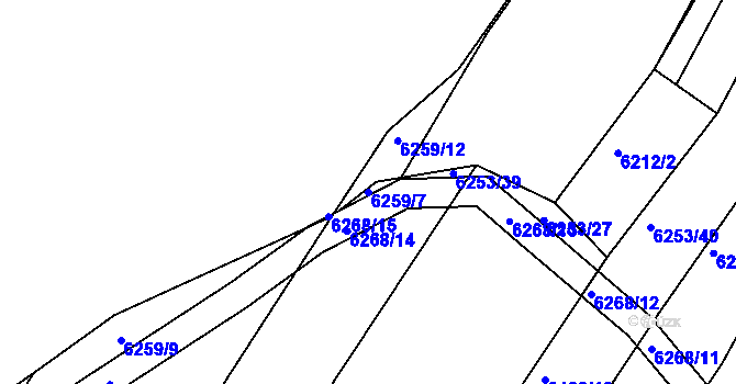 Parcela st. 6259/7 v KÚ Telč, Katastrální mapa