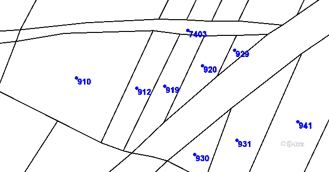 Parcela st. 919 v KÚ Telč, Katastrální mapa