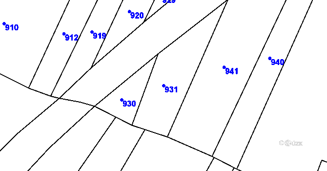 Parcela st. 931 v KÚ Telč, Katastrální mapa