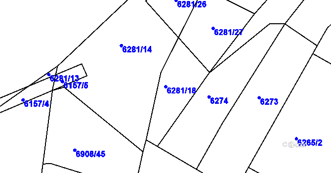 Parcela st. 6281/18 v KÚ Telč, Katastrální mapa