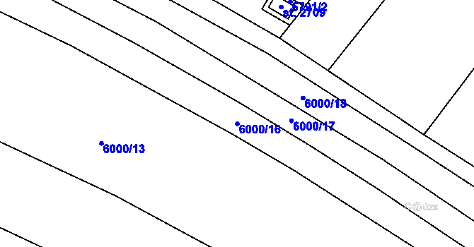 Parcela st. 6000/16 v KÚ Telč, Katastrální mapa