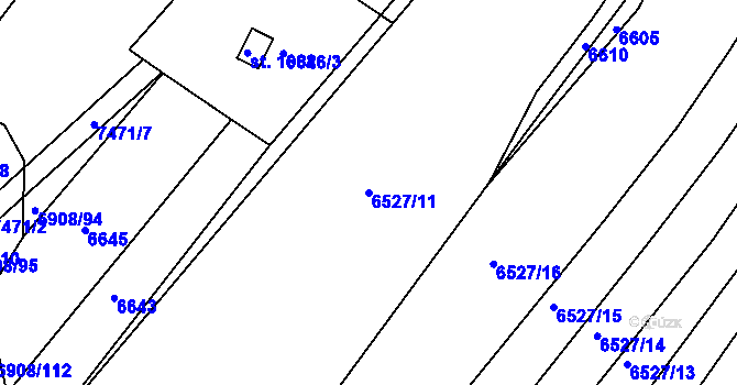 Parcela st. 6527/11 v KÚ Telč, Katastrální mapa