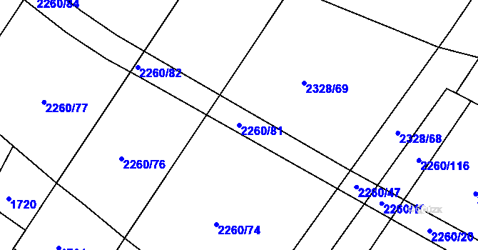 Parcela st. 2260/81 v KÚ Telč, Katastrální mapa