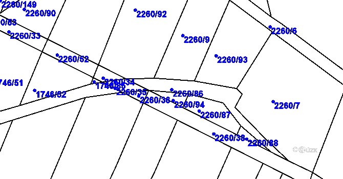 Parcela st. 2260/86 v KÚ Telč, Katastrální mapa