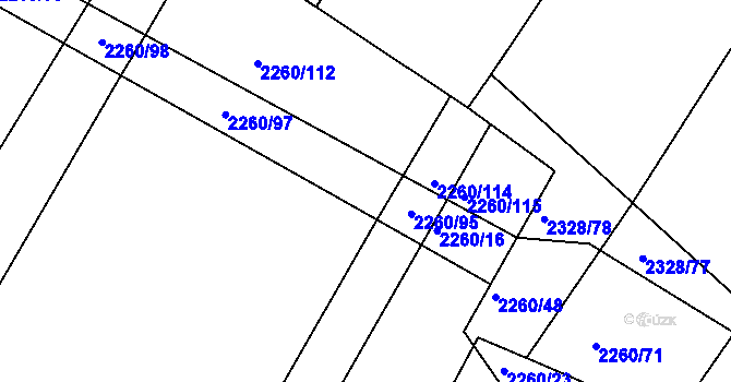 Parcela st. 2260/96 v KÚ Telč, Katastrální mapa