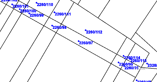 Parcela st. 2260/97 v KÚ Telč, Katastrální mapa