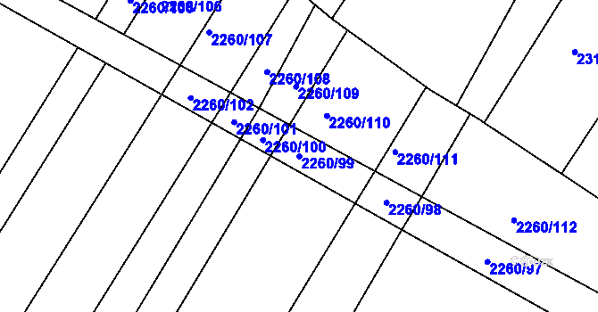 Parcela st. 2260/99 v KÚ Telč, Katastrální mapa