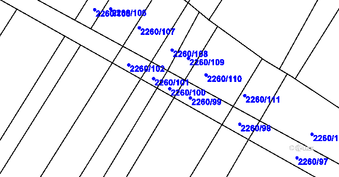 Parcela st. 2260/100 v KÚ Telč, Katastrální mapa