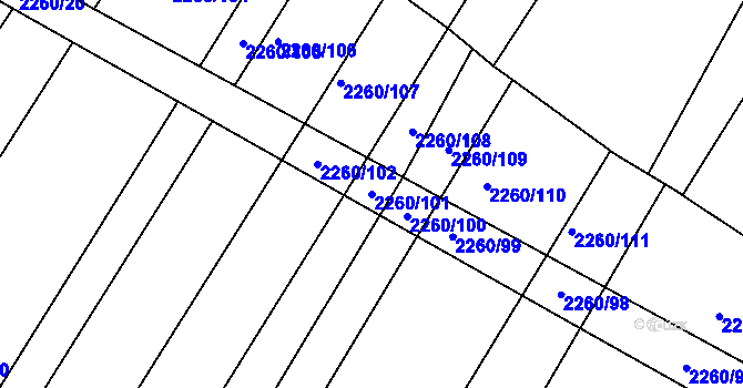 Parcela st. 2260/101 v KÚ Telč, Katastrální mapa