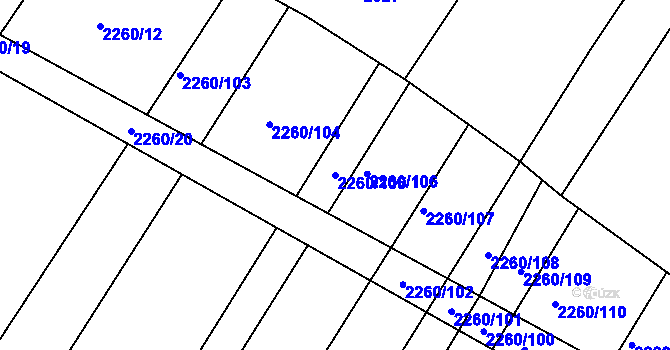 Parcela st. 2260/105 v KÚ Telč, Katastrální mapa