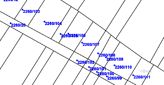 Parcela st. 2260/107 v KÚ Telč, Katastrální mapa