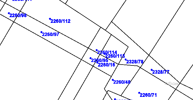 Parcela st. 2260/114 v KÚ Telč, Katastrální mapa