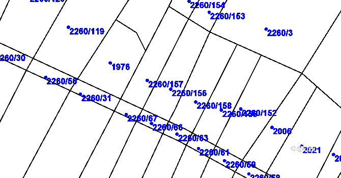 Parcela st. 2260/156 v KÚ Telč, Katastrální mapa