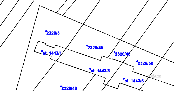 Parcela st. 2328/45 v KÚ Telč, Katastrální mapa