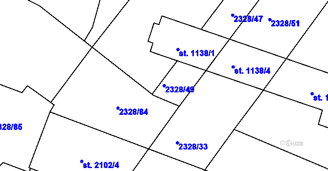 Parcela st. 2328/49 v KÚ Telč, Katastrální mapa