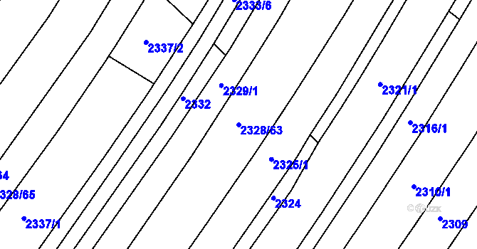 Parcela st. 2328/63 v KÚ Telč, Katastrální mapa