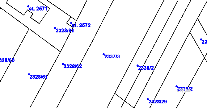 Parcela st. 2337/3 v KÚ Telč, Katastrální mapa