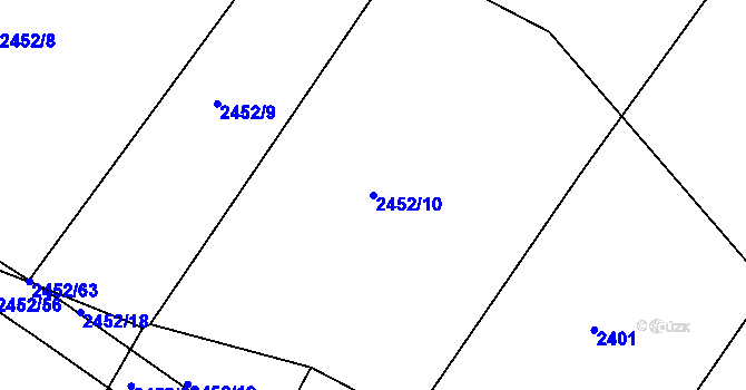 Parcela st. 2452/10 v KÚ Telč, Katastrální mapa