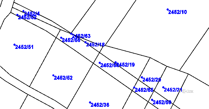 Parcela st. 2452/17 v KÚ Telč, Katastrální mapa