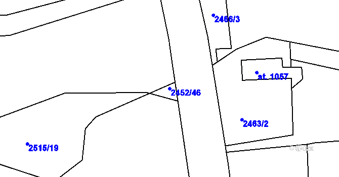 Parcela st. 2452/46 v KÚ Telč, Katastrální mapa