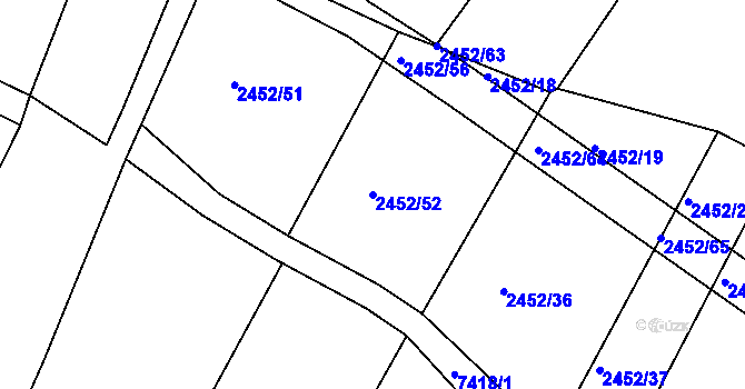 Parcela st. 2452/52 v KÚ Telč, Katastrální mapa