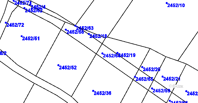 Parcela st. 2452/55 v KÚ Telč, Katastrální mapa