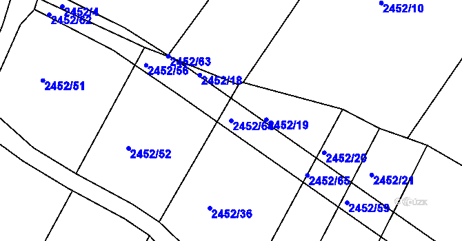 Parcela st. 2452/64 v KÚ Telč, Katastrální mapa