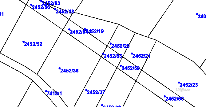 Parcela st. 2452/65 v KÚ Telč, Katastrální mapa