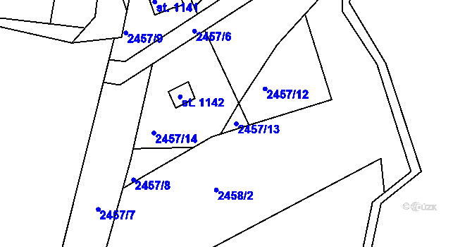 Parcela st. 2457/13 v KÚ Telč, Katastrální mapa