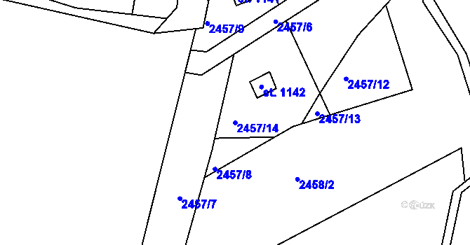 Parcela st. 2457/14 v KÚ Telč, Katastrální mapa