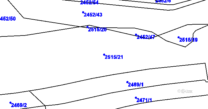 Parcela st. 2515/21 v KÚ Telč, Katastrální mapa