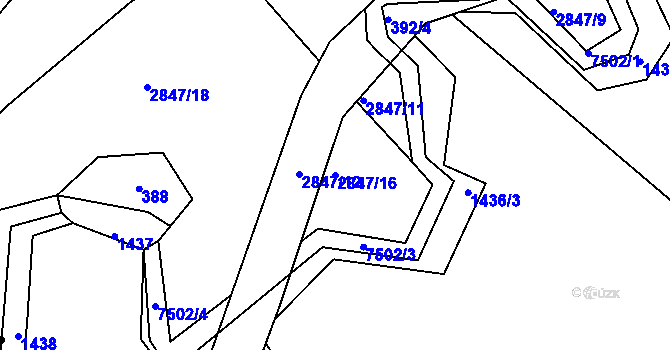 Parcela st. 2847/16 v KÚ Telč, Katastrální mapa