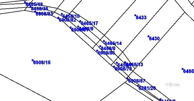 Parcela st. 6908/86 v KÚ Telč, Katastrální mapa