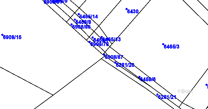 Parcela st. 6908/87 v KÚ Telč, Katastrální mapa