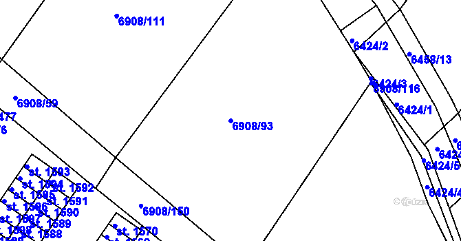 Parcela st. 6908/93 v KÚ Telč, Katastrální mapa