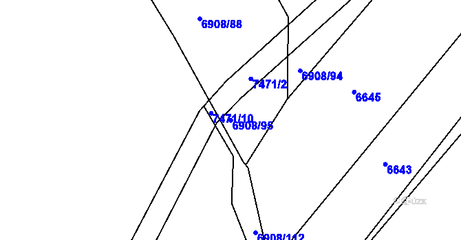Parcela st. 6908/95 v KÚ Telč, Katastrální mapa