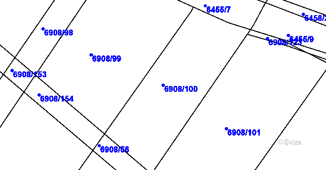 Parcela st. 6908/100 v KÚ Telč, Katastrální mapa