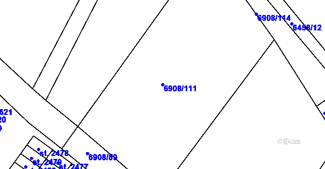 Parcela st. 6908/111 v KÚ Telč, Katastrální mapa
